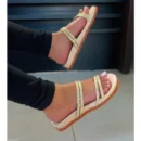 Sandália Papete Feminina Birken Tiras Glitter