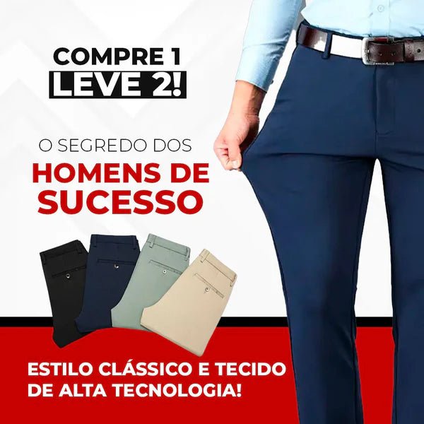 COMPRE 1 E LEVE 2 | Calça Social Clássica Alfaiataria Gentleman 2024 + Brinde Cinto Social Couro