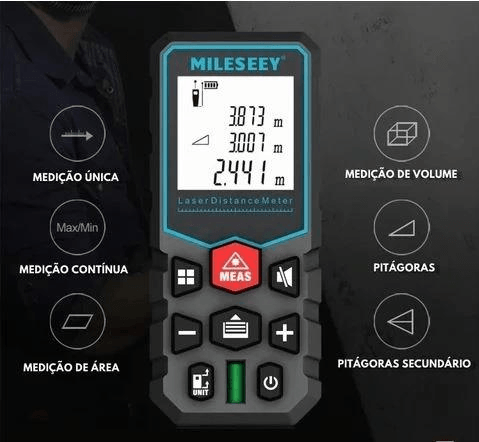 Trena Métrica a Laser mede até 100 Metros com Display Profissional - Imagem 3